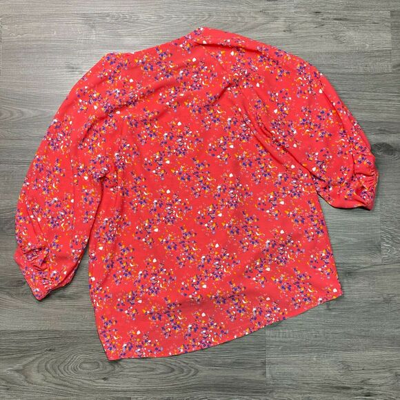 GIBSON x Living in Yellow L Womens Pink Ditzy Floral Maggie Twist Hem Top - Picture 9 of 9